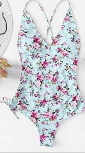 Shein boho floral one piece swimsuit